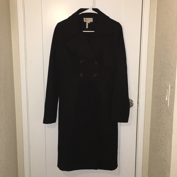 BCBGENERATION Long Black Pleated Peacoat Size M - Picture 1 of 6